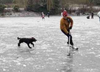 Skaters Enjoy Frozen Glasgow Pond During Lingering Cold Spell skaters-enjoy-frozen-glasgow-pond-during-lingering-cold-spell